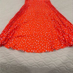 Skies Are Blue Vibrant Orange Floral A-Line Skirt